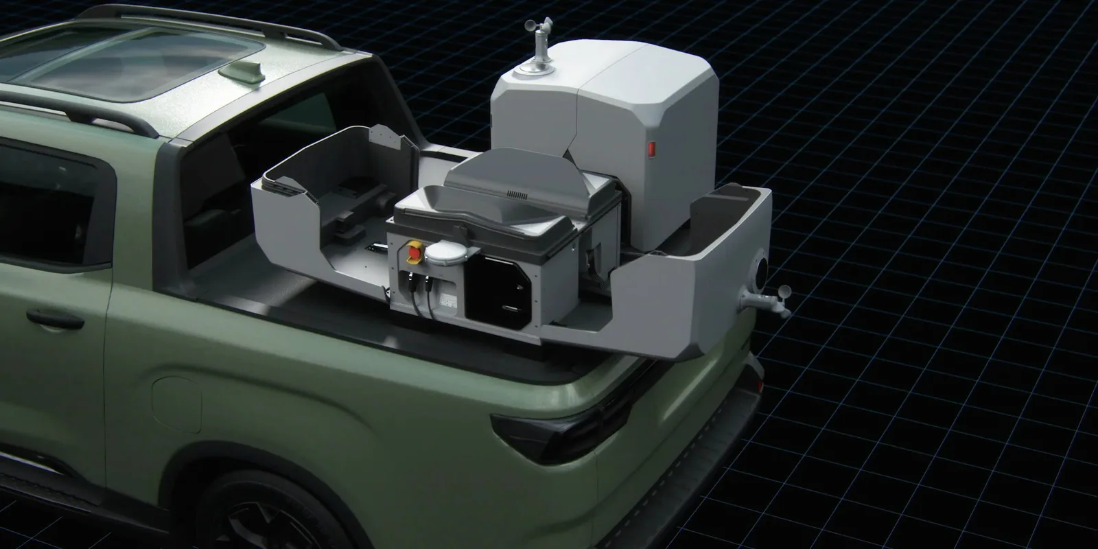 Vehicle-mounted DJI Dock 3 repositioned along a corridor to extend automated drone survey coverage to a remote site.