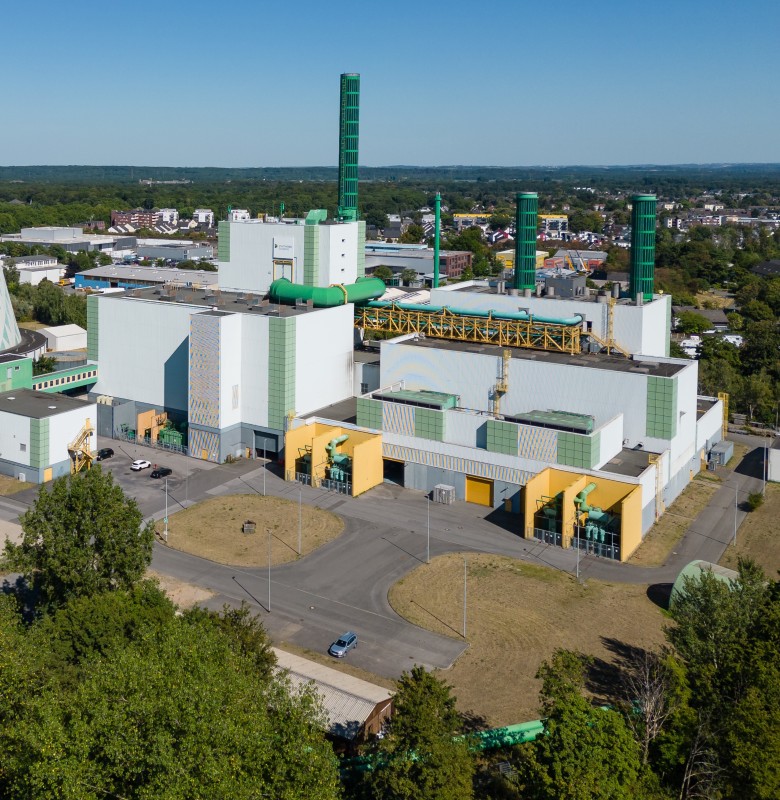 Aerial view of an industrial facility, from the official DJI Dock 4 page.