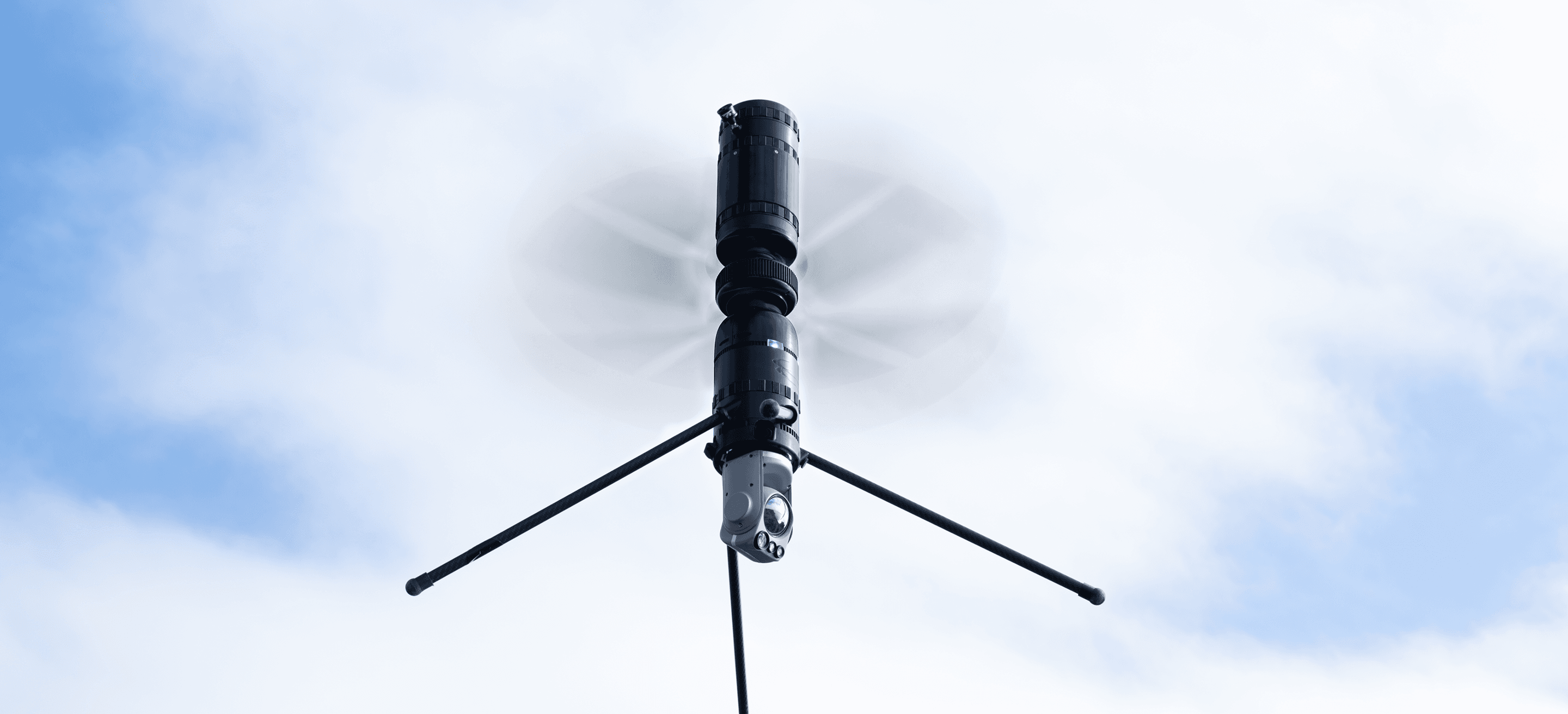 Spirit coaxial aircraft flying in an official manufacturer image.