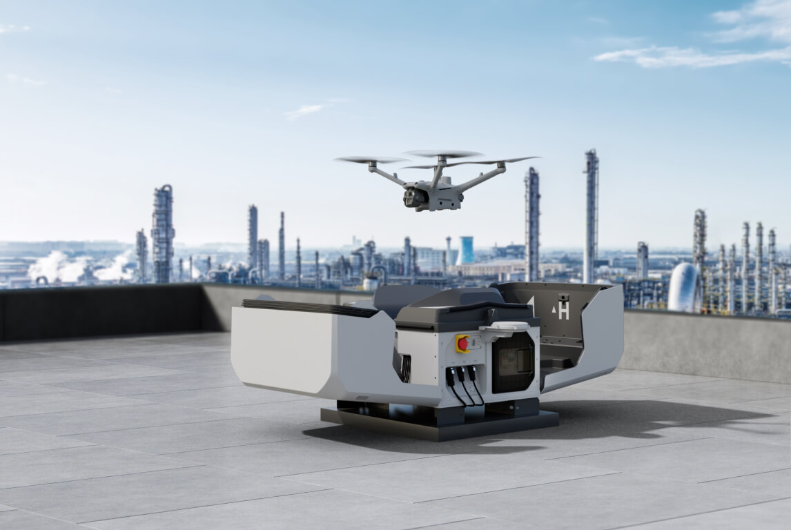 DJI Dock 3 and Matrice 4TD deployed for autonomous inspection at an oil and gas pipeline facility.