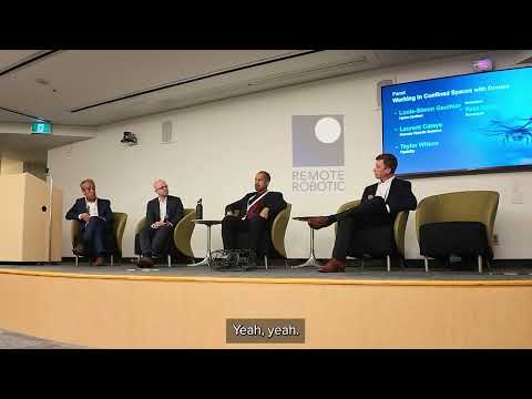Utility panel discussing confined-space drone inspections, from the supplied video.