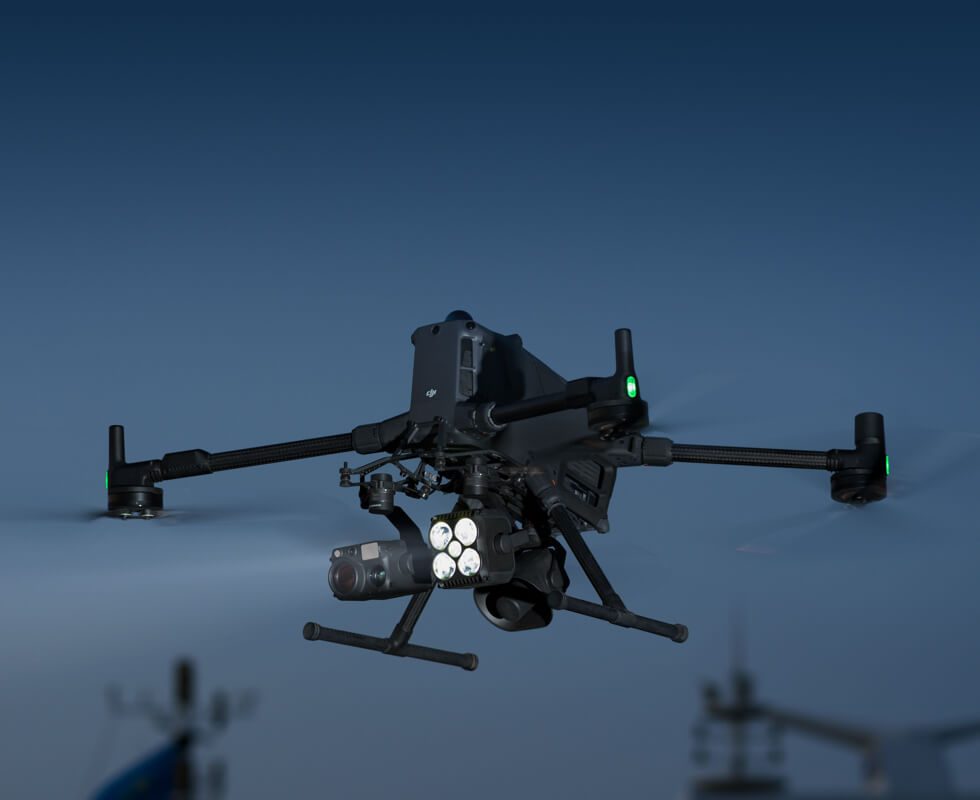 DJI Matrice 400 carrying an enterprise payload in flight during a survey and inspection mission.