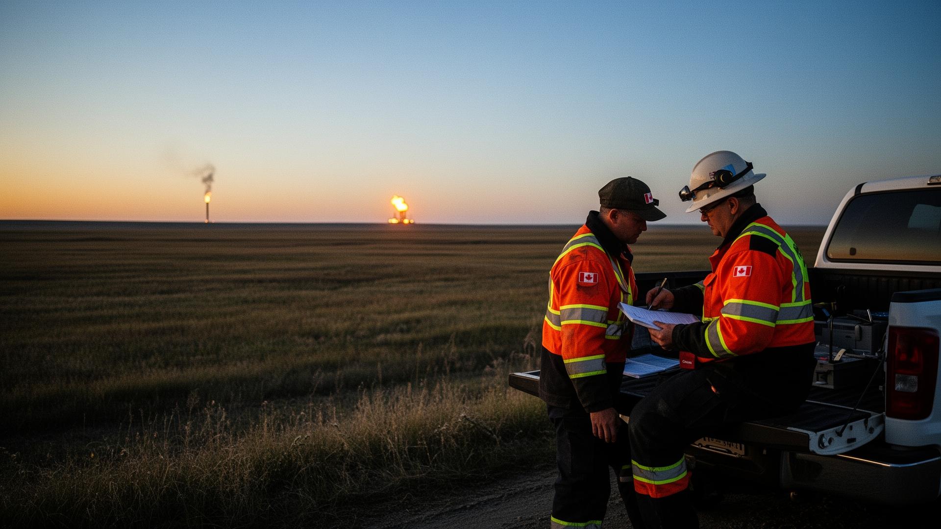 Surveyor with RTK drone over a Canadian topographic site at dusk