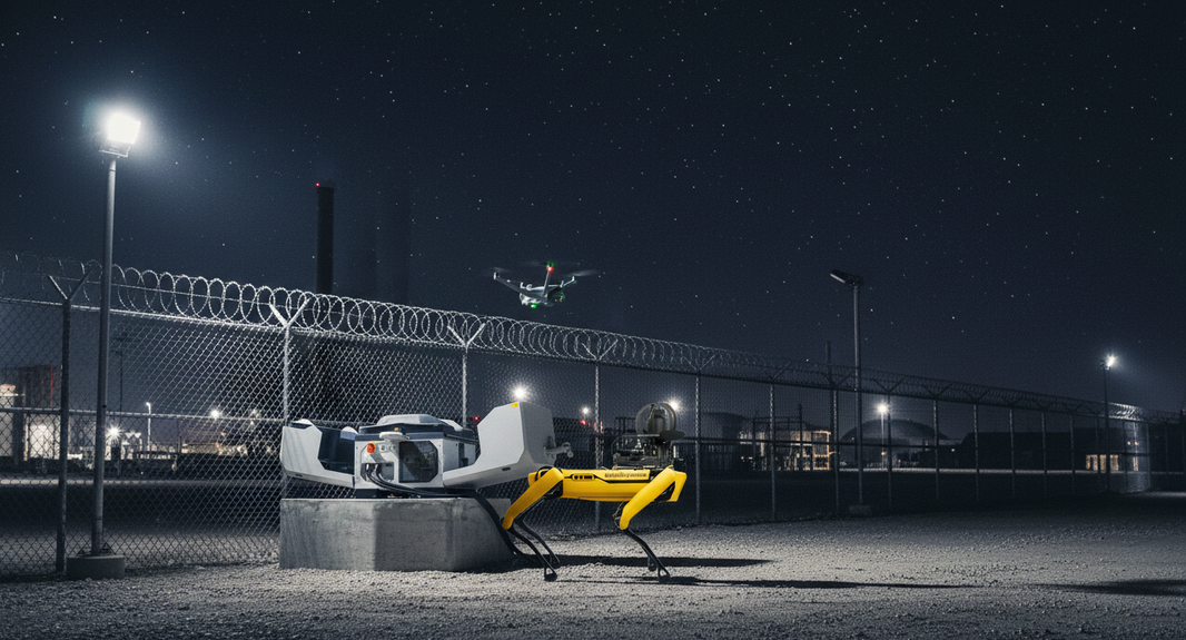 Remote Security Patrols Using Dock-Based Drones and Ground Robots