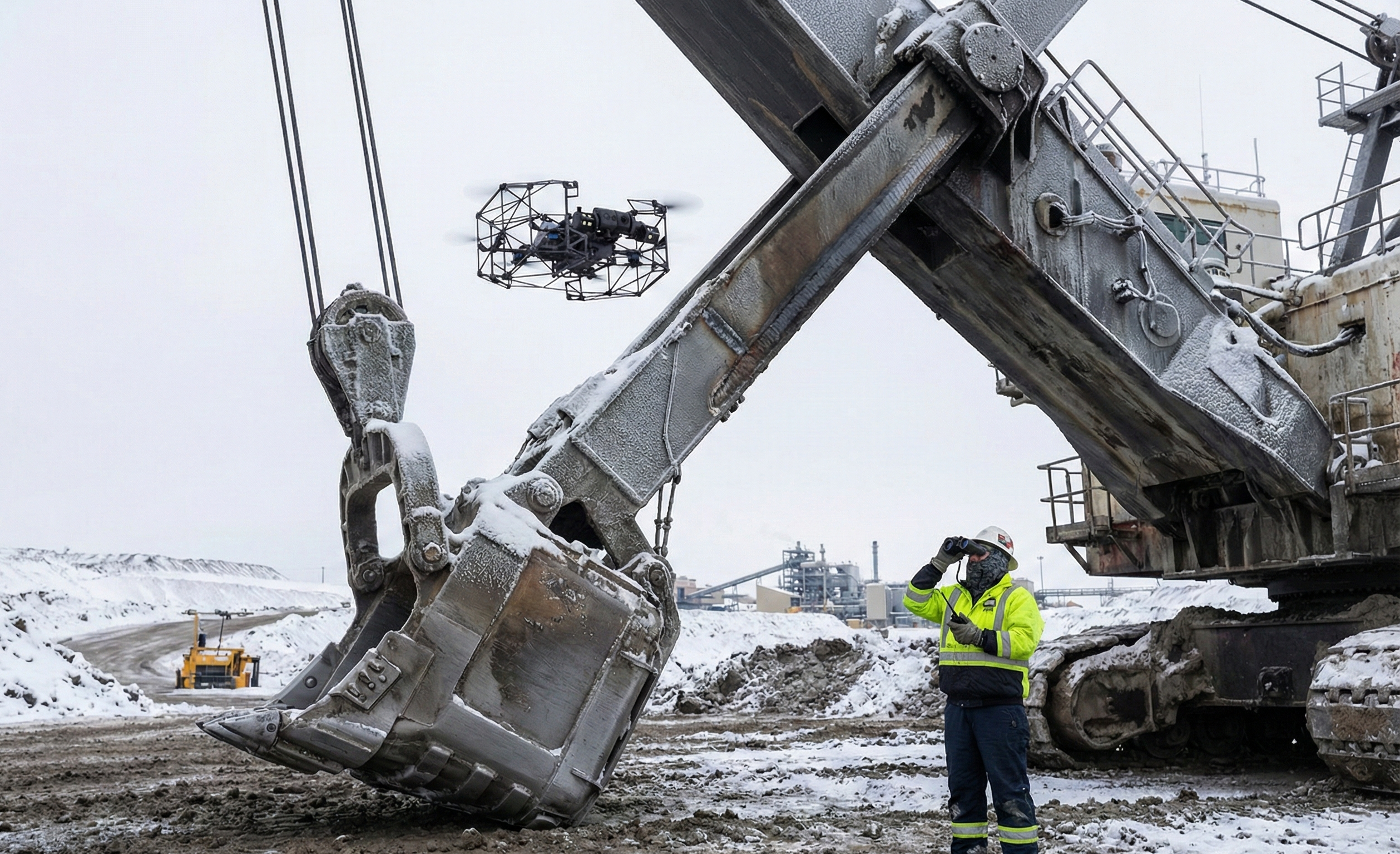 Caged Drone Shovel Boom Inspections in Oilsands Mining
