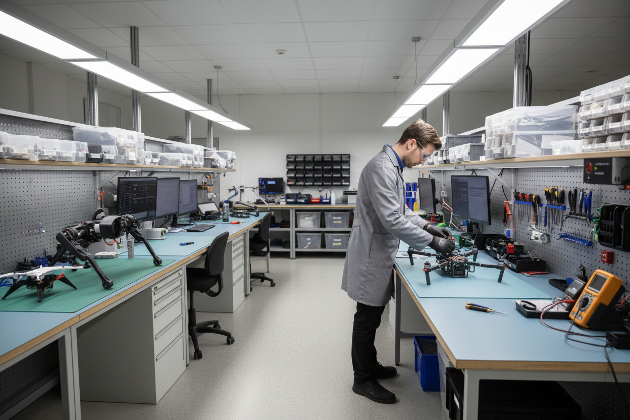 add a technician and make it look like a repair facility space